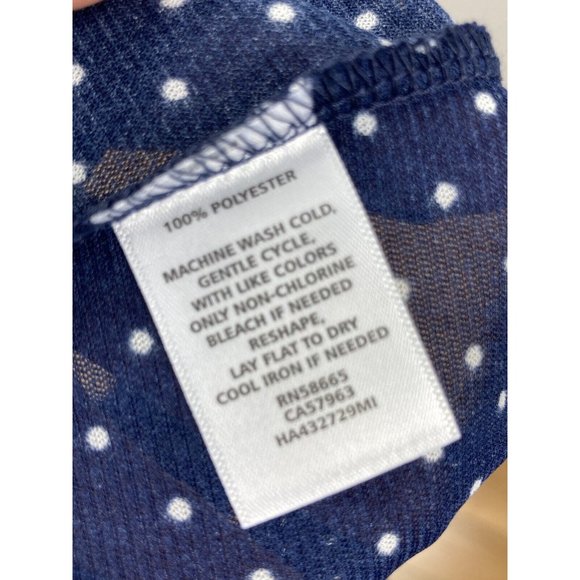 NWT Halogen Navy Ivory Lady Dot Blouse Top Plus XXL Short Sleeve Sheer Ruched - Picture 5 of 7